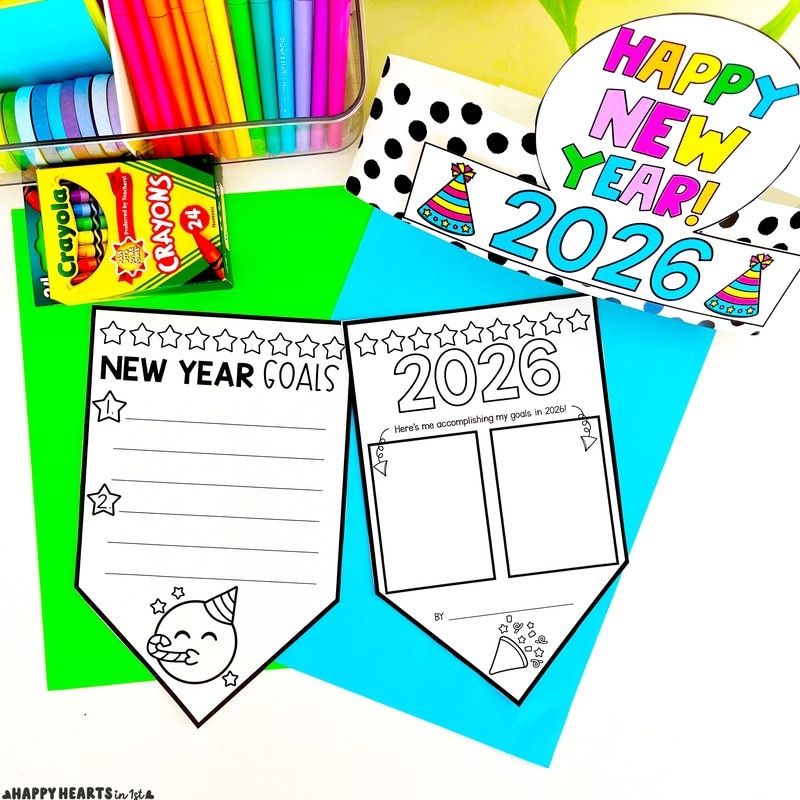 New Years Activities 1st Grade Goal Setting Craft and New Year Writing Activities New Years Banner