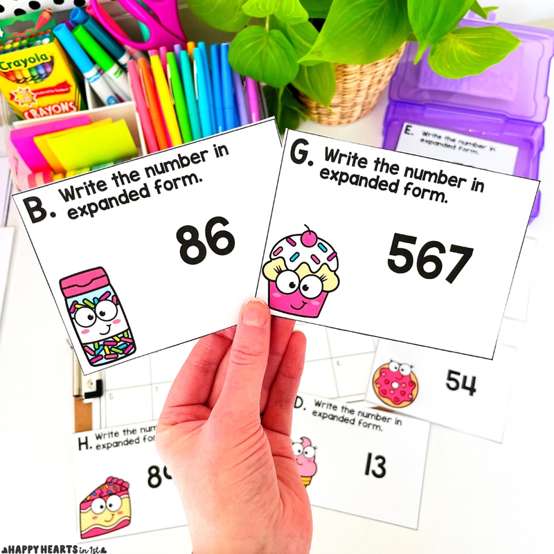 Valentine's Day Math Centers 1st Grade February Classroom Activities Place Value Task Cards