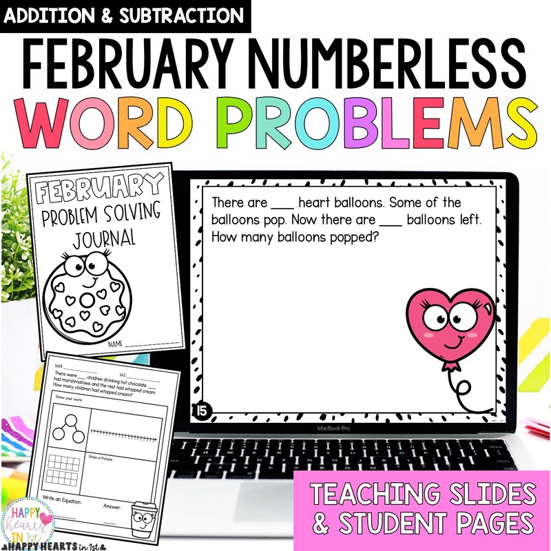 February Classroom Activities Addition and Subtraction Valentine's Day Word Problems