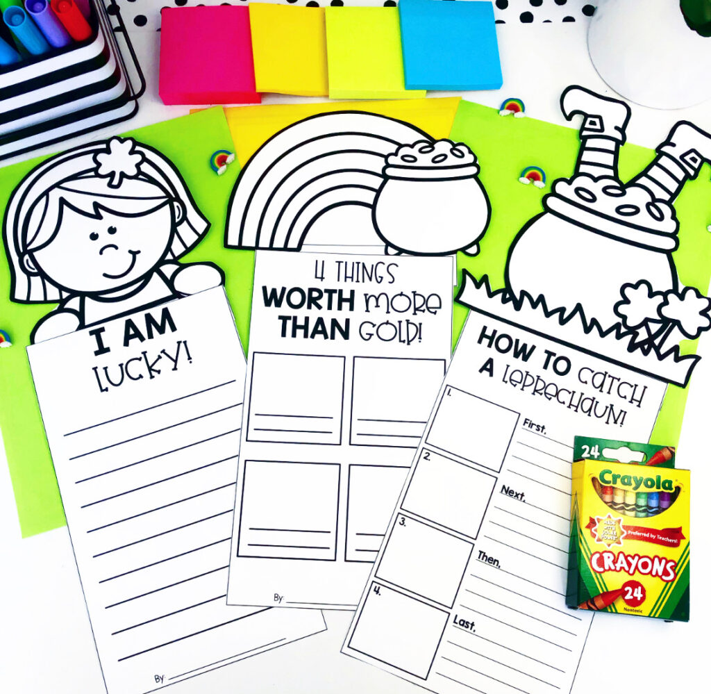 Free St. Patrick's Day writing prompts crafts for 1st grade