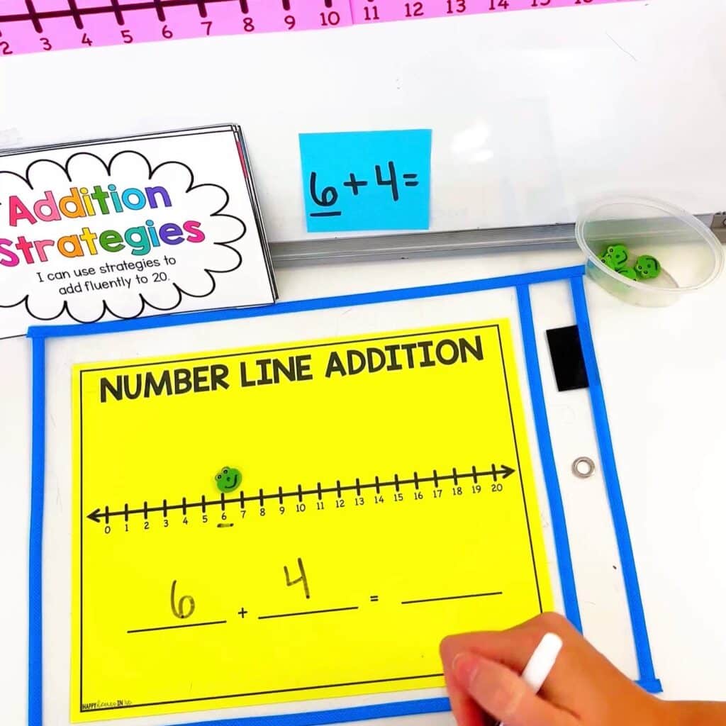 Using a number line to add in 1st grade