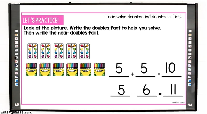 doubles + 1 near doubles facts addition strategy lesson 1st grade math