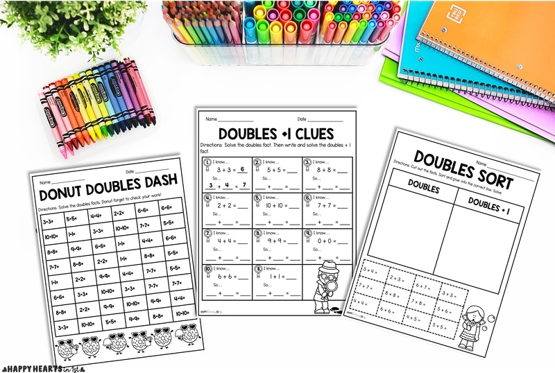 doubles and doubles +1 addition worksheets 1st grade