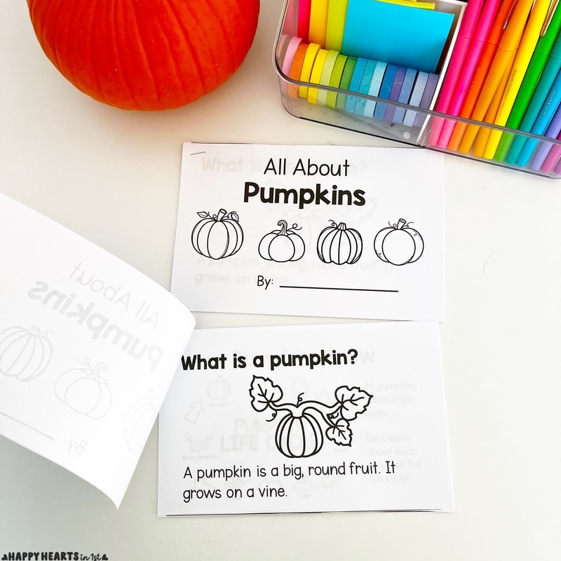 Pumpkin Activities mini book 1st grade pumpkin learning lessons