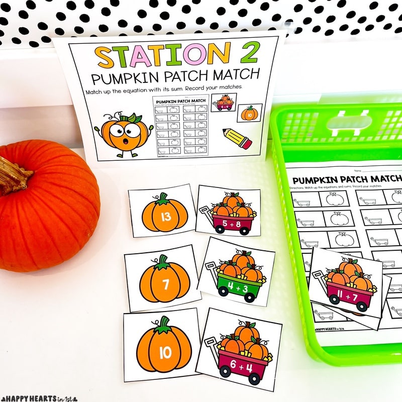 Pumpkin activities 1st grade math centers
