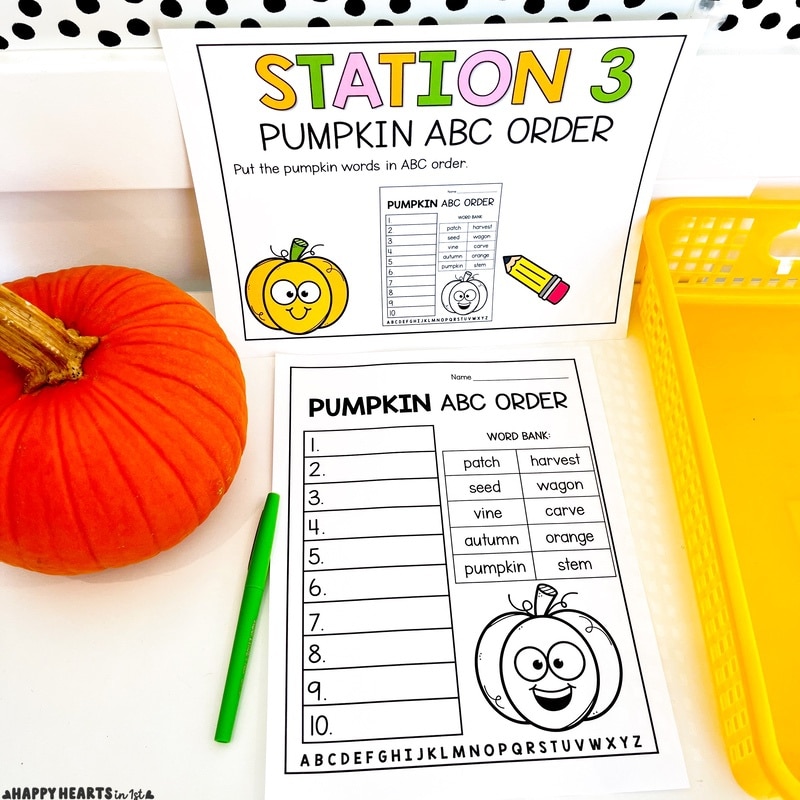 Pumpkin activities 1st grade ABC Order