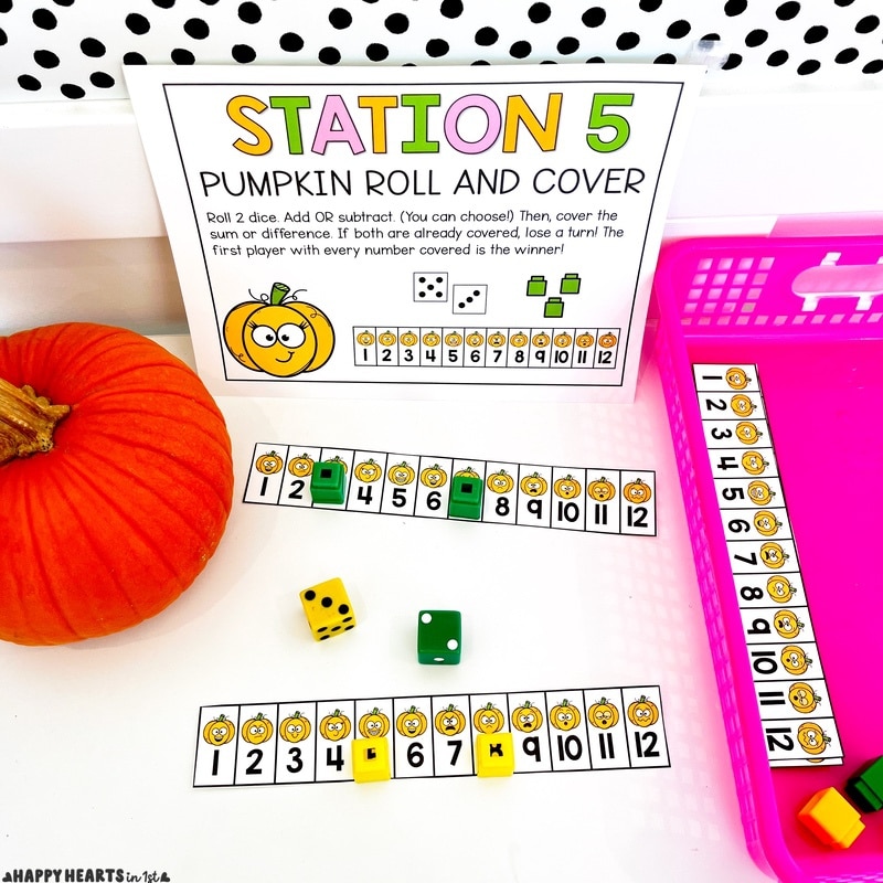 Pumpkin activities 1st grade math centers