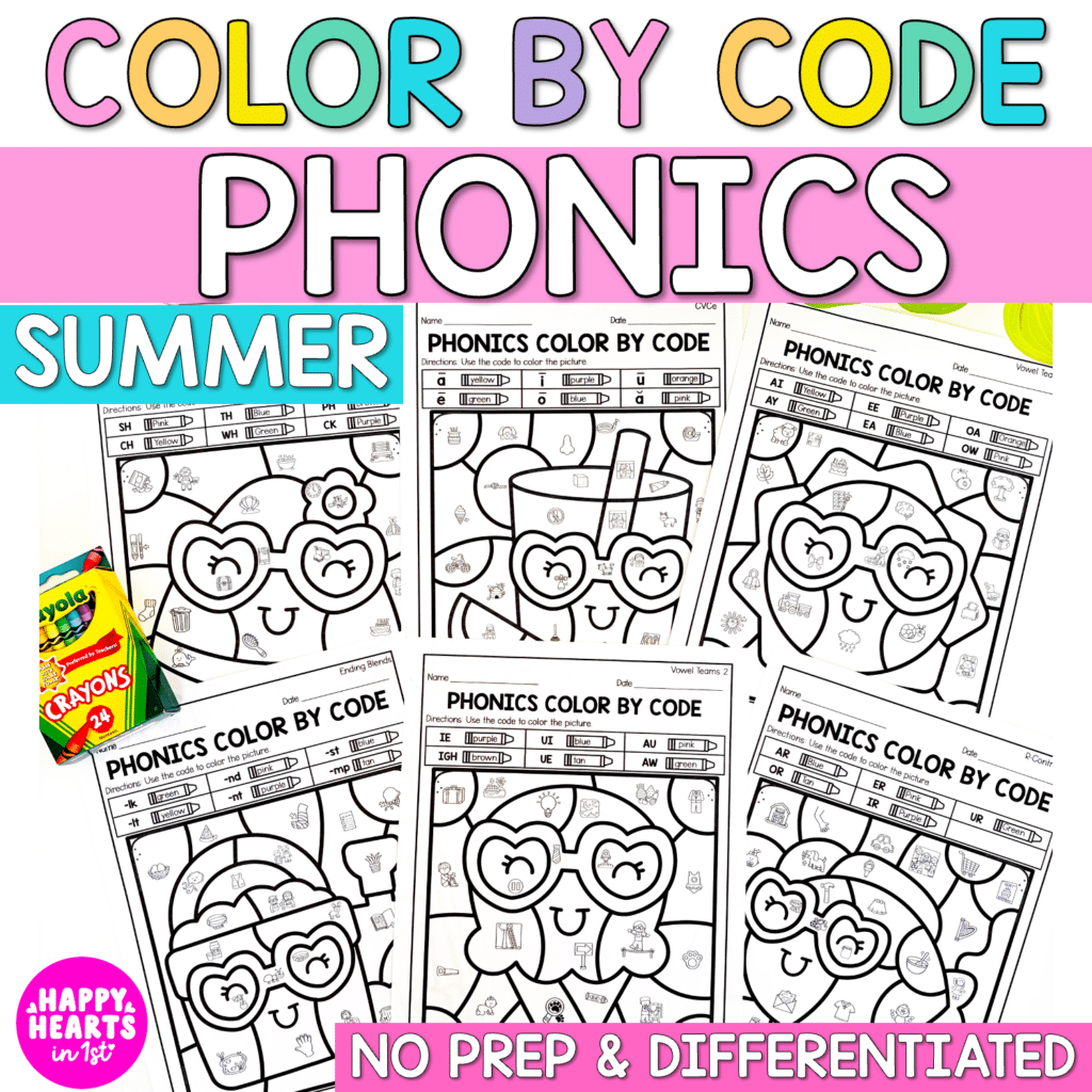 phonics review 1st grade end of year phonics activities phonics worksheets 1st grade color by code