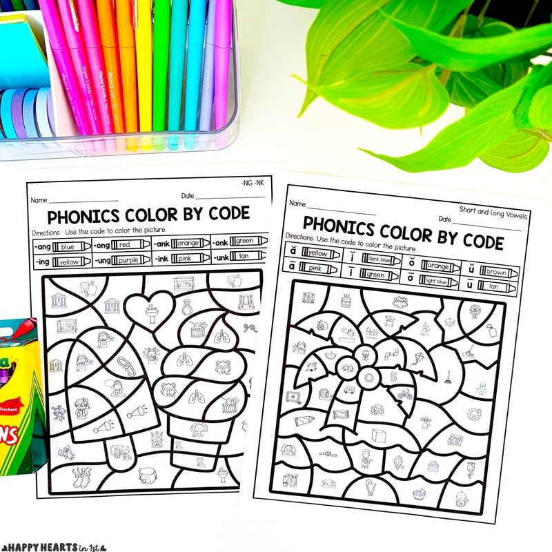 phonics review 1st grade end of year phonics activities phonics worksheets 1st grade color by code
