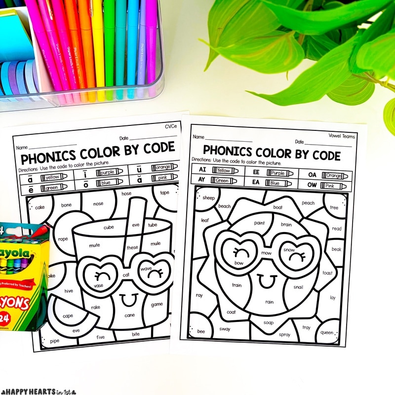 phonics review 1st grade end of year phonics activities phonics worksheets 1st grade color by code