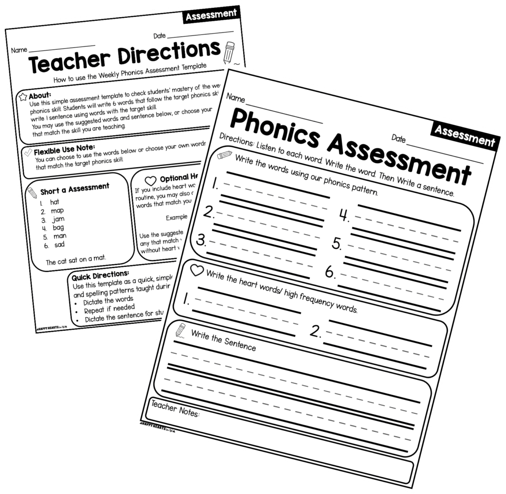 phonics assessment template 1st grade