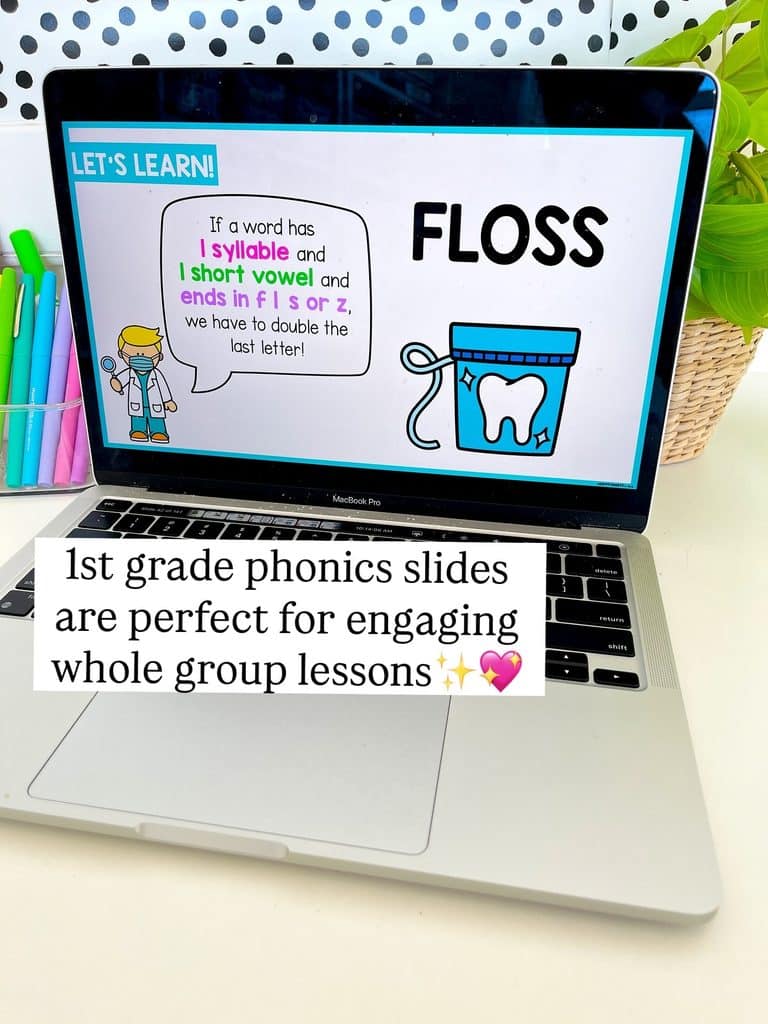 1st grade phonics slides for teaching the FLOSS Rule and double consonant endings