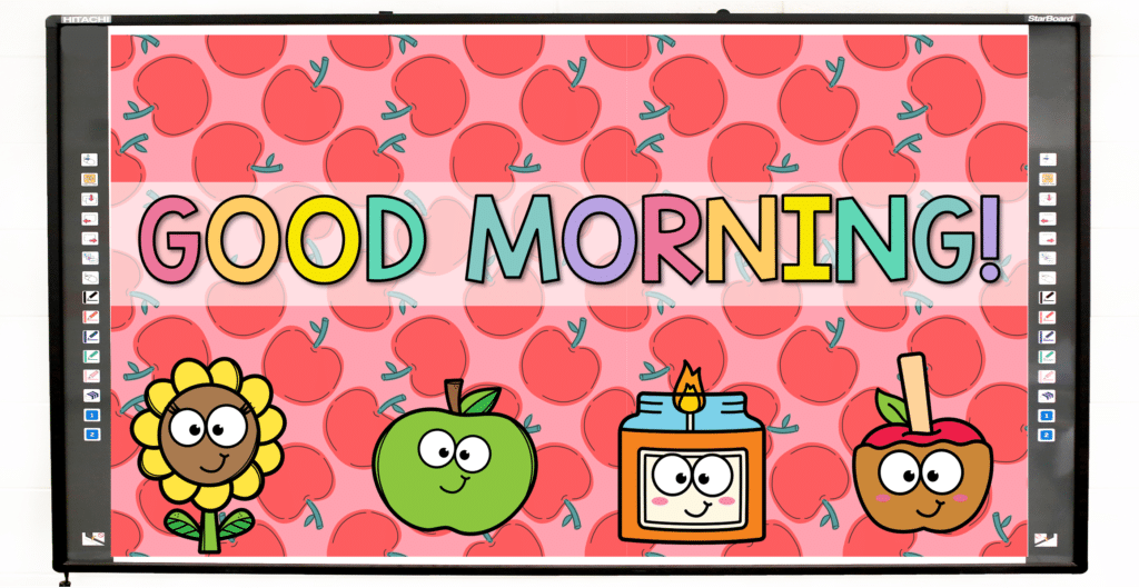 Fall classroom daily slides with apple theme for 1st grade morning routines