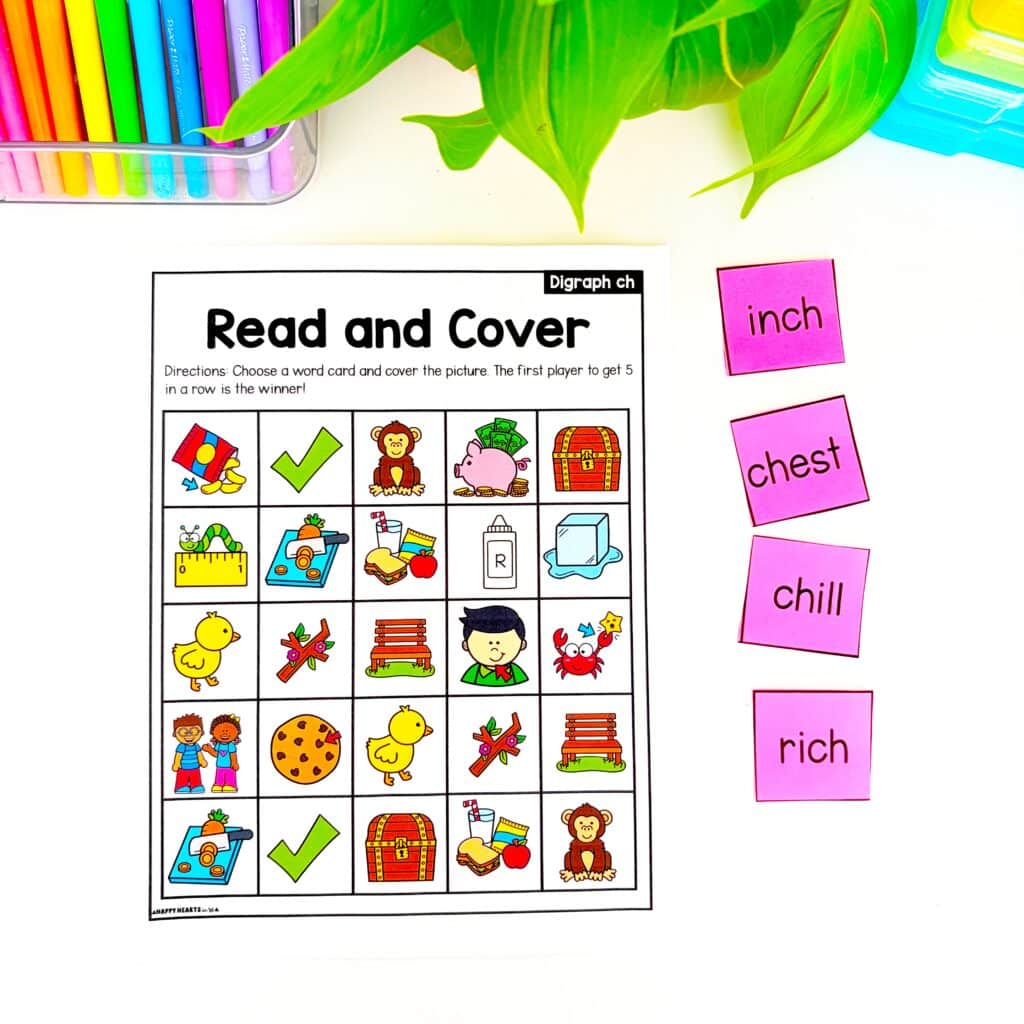 Read and Cover Phonics Games Literacy Centers 1st Grade