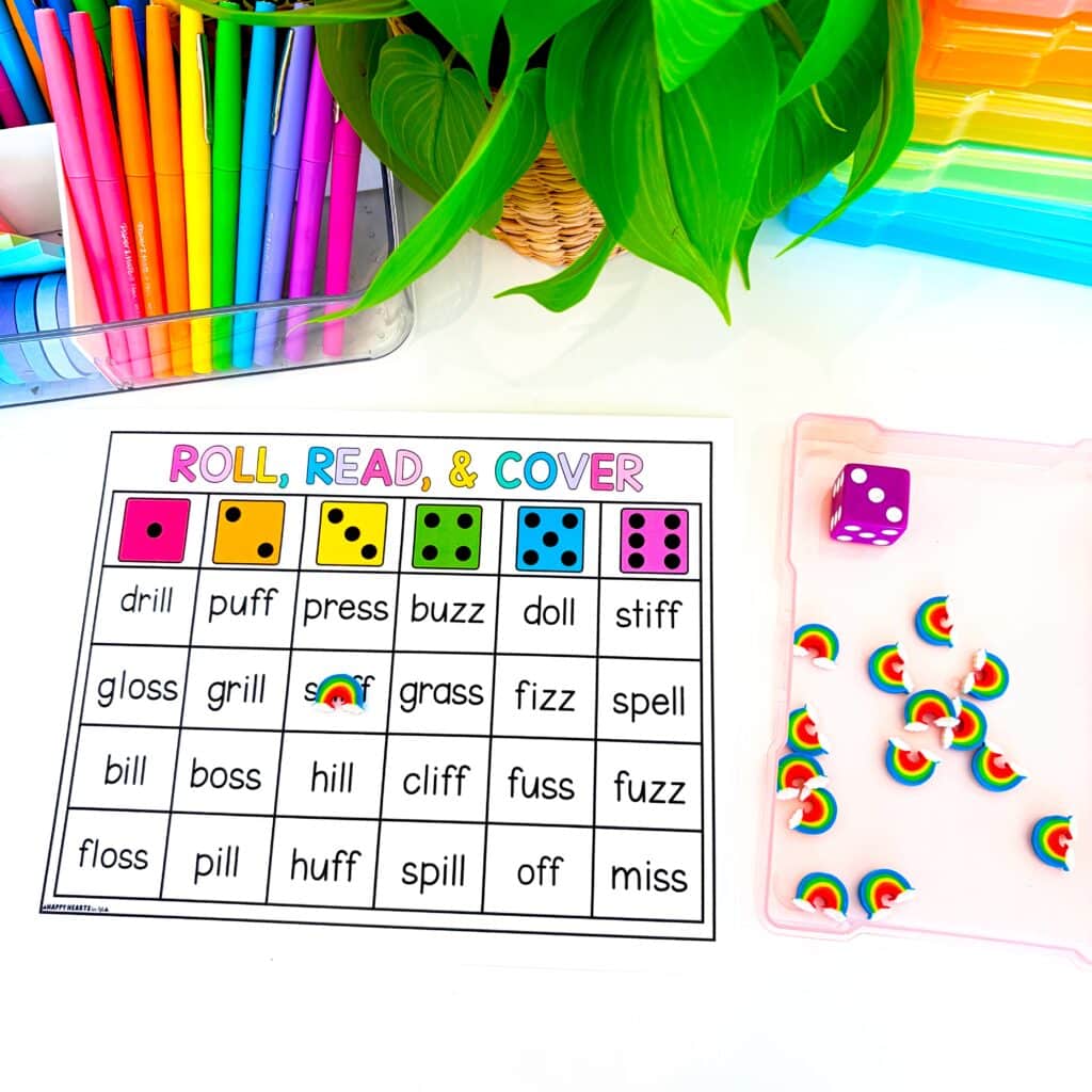 Roll and Read Phonics Games Literacy Centers 1st grade